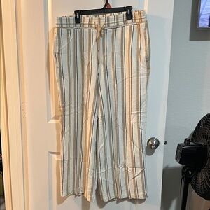 Time and Tru Striped Wide Leg Pants - Cream, Black, Tan